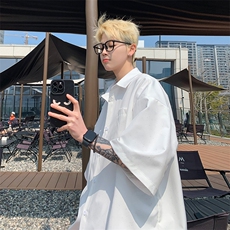 满天星空短袖夏季冰丝垂感亮片光板衬衫帅痞衬衣C2318-特批35，男装T恤，星座1213