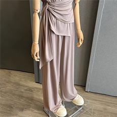 韩系超火时尚减龄套装女夏季新款极简风系带设计上衣长裤两件套潮，女装套装/套裙，江南