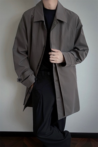 双层门襟风衣中长款秋季宽松简约大衣外套男 XZ514-2-FY2622-P118图片