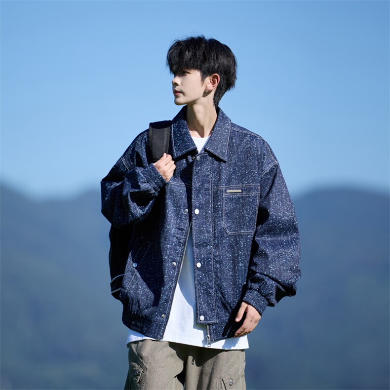 胖胖哥2025新款百搭牛仔夹克外套男秋季新款宽松大码休闲夹克上衣,男装夹克,星座109
