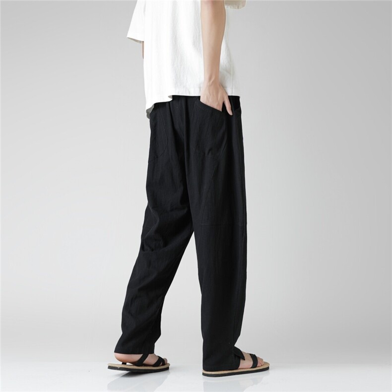 2025夏季风棉麻休闲裤汉服宽松A057-K381-P45（第二套图）,男装民族服装,电商A057B