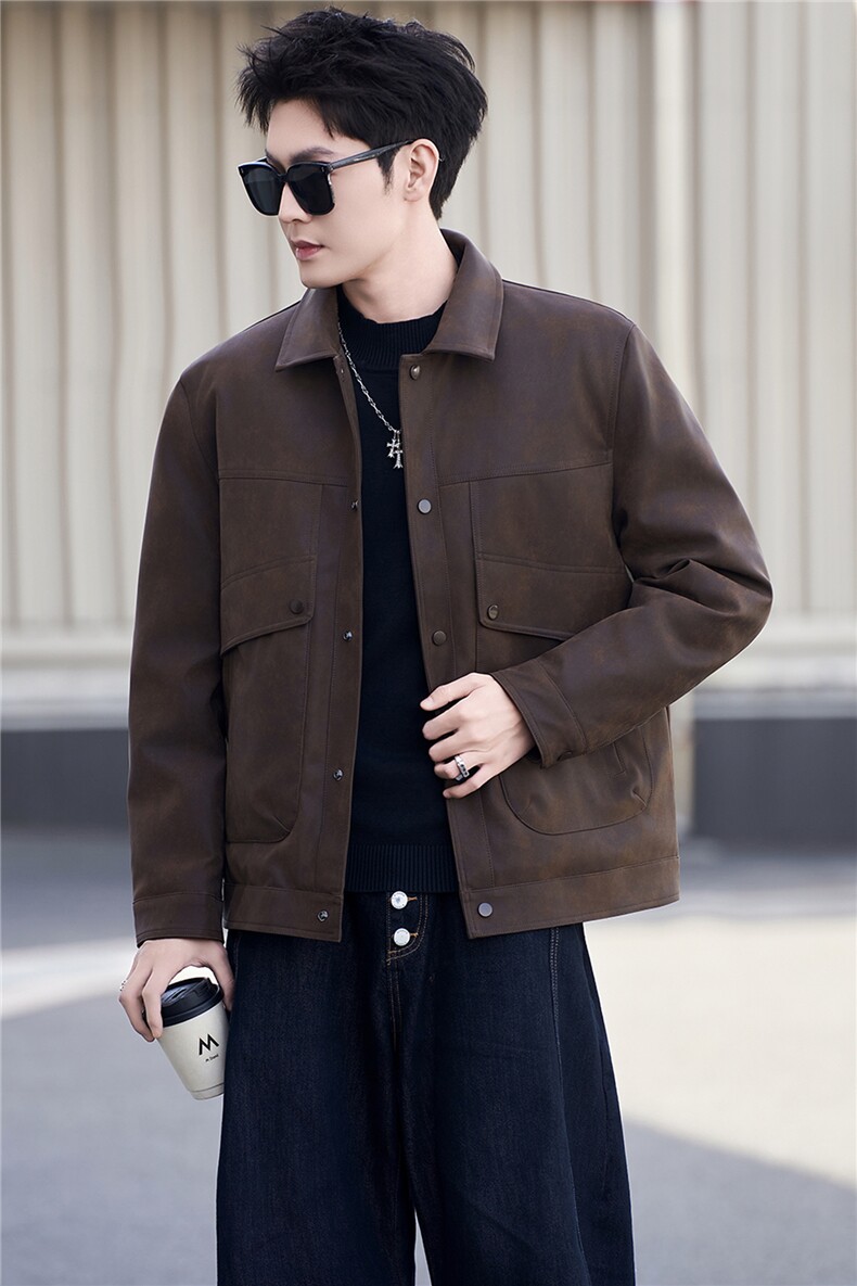 新标90绒羽绒服男冬季2025新款皮夹克外套A313-8878-P245,男装夹克,电商A313