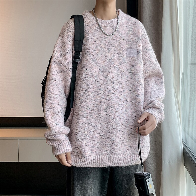 B312P75季拼色圆领毛衣男美式复古潮牌宽松冬装毛衣,男装针织衫/毛衣,星座512-6