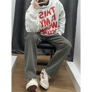 美式复古立体分割水洗工装裤男痞帅高级感裤子cleanfit弯刀直筒裤图片
