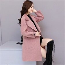 毛呢外套女2022秋季时尚韩版中长款显瘦潮流春秋呢大衣,女装毛呢外套,慧尚依恋