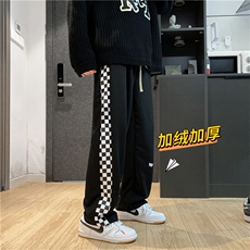 大码S-3XL侧边棋盘格加厚高街秋冬街头男休闲长卫裤CK1771-P32，男装休闲裤，星座512-2