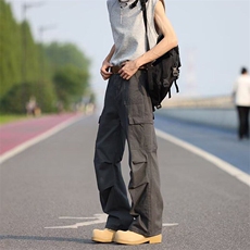 美式复古直筒工装裤男女高街宽松阔腿多口袋休闲长裤X9933-p63，男装工装外套，星座1008