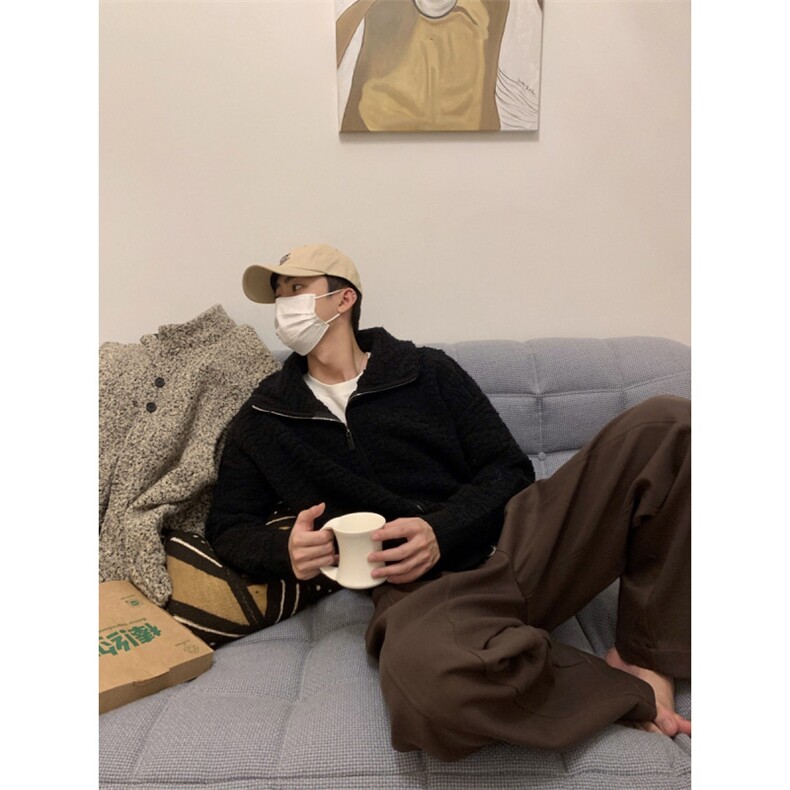 JY677-P64慵懒风纯色拉链毛衣男女网图,男装针织衫/毛衣,星座1501-3