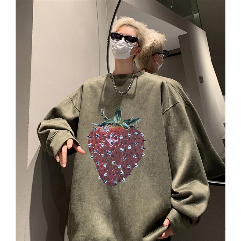 抖音得物供货提供视频秋冬重磅美式麂皮绒圆领卫衣JY332,男装卫衣,电商A486