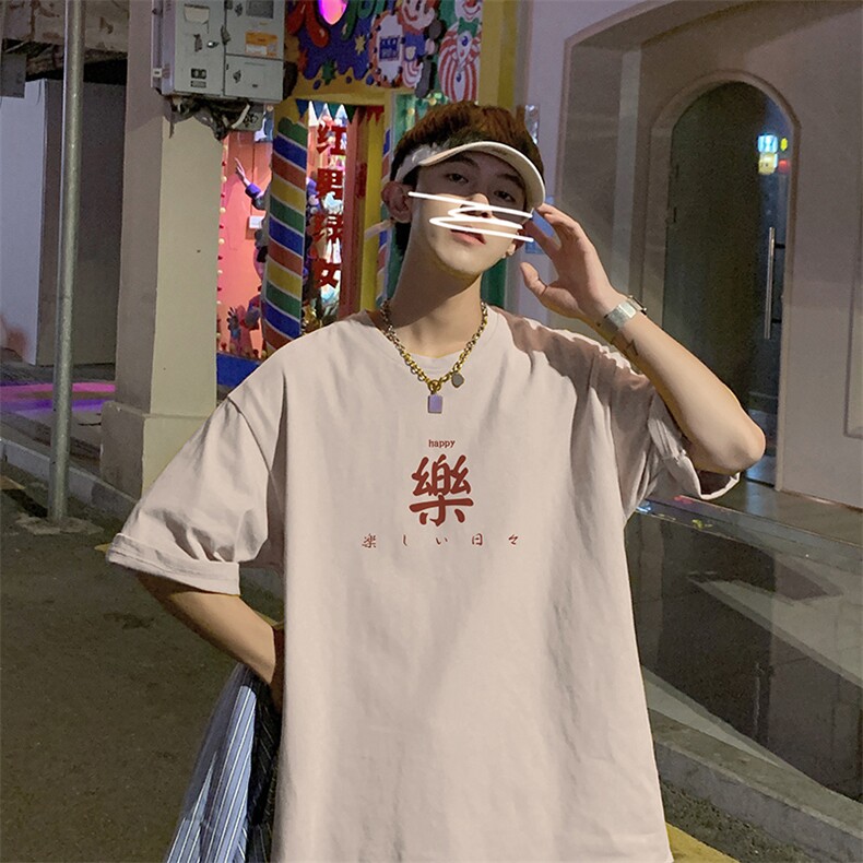 国潮短袖T恤男士夏季港风新款体恤衫ins潮牌大码宽松胖子衣服半袖，男装T恤，星座414-3