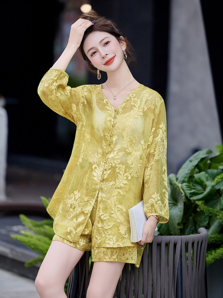 2025夏装新款新中式提花两件套,女装套装/套裙,曼琳思菲