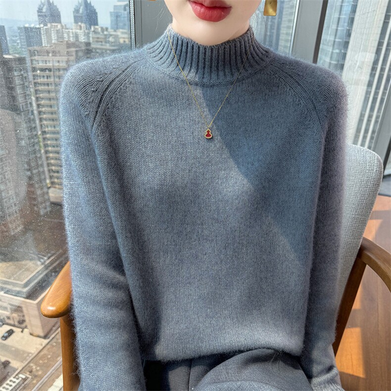 2025秋冬百搭时尚简约半高圆领纯色软糯羊绒衫,女装羊绒衫,更慕羊绒