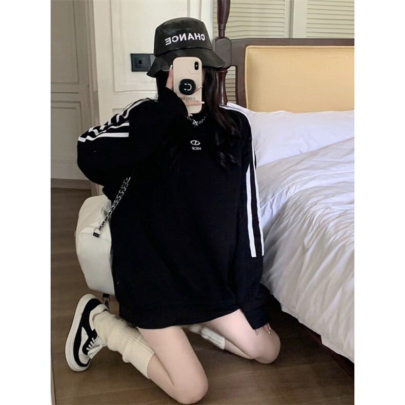 5563-P37潮牌310克后包领+刺绣三条杠休闲宽松卫衣,女装卫衣/绒衫,星座617A-2