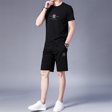 冰丝运动套装男夏季中老年薄款短袖t恤休闲时尚百搭三件套男装，男装休闲套装，电商B212（原钱塘6029）