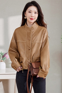 现货B款高级感机车短外套女2024秋季新款宽松显瘦小众设计上衣图片