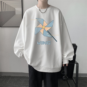 华夫格卫衣圆领卫衣男大码长袖t恤男外套 HW76112-P30加绒款-P40图片