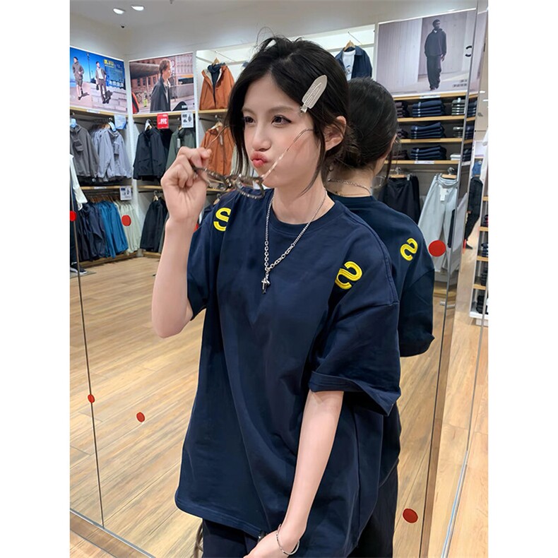 万针全刺绣工艺抖音得物高品质260克重磅纯棉双纱美式高街短袖T恤,男装T恤,电商A486