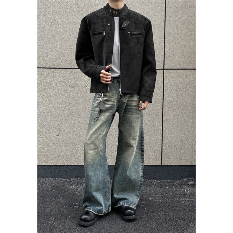 美式潮流皮衣外套男春秋季新款复古百搭拉链宽松机车服pu皮夹克潮,男装夹克,星座715-4