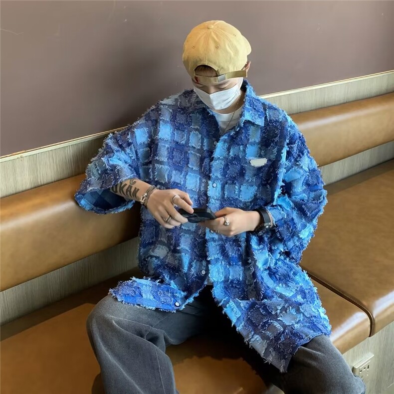 夏季新款衬衫潮流慵懒男方领衬衫LC85P42,男装衬衫,星座1116-2