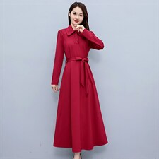 高级感长袖衬衫连衣裙女2023春秋新款高端气质修身显瘦过膝长裙子，女装大码女装，琦鑫阁（原依鑫阁）