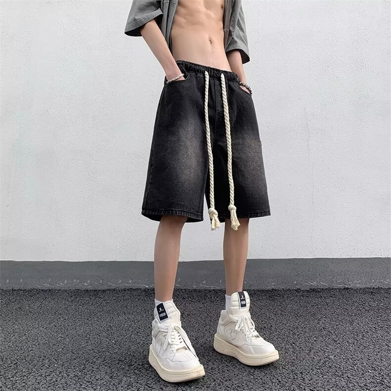 牛仔短裤男士夏季美式复古直筒裤子休闲百搭痞帅中裤潮DK6604-P38,男装牛仔裤,星座1008