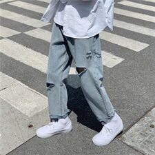 主推2021夏季毛边宽松破洞九分牛仔裤男港风潮nk183-k167-p28，男装牛仔裤，星座410-6（原星座1304-1）