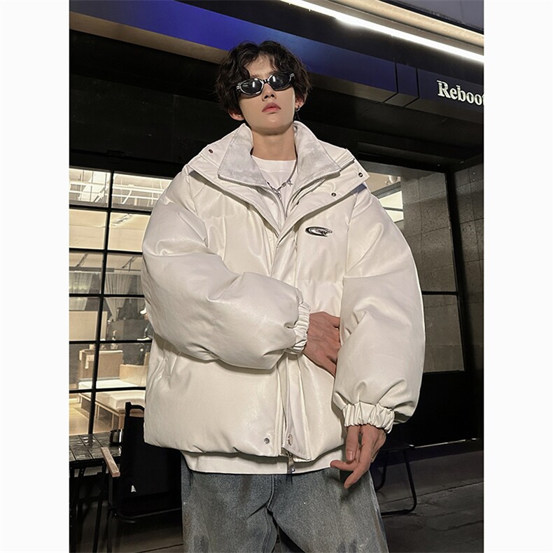 405A美式高街个性金属设计假两件pu皮棉服MY24925-P155控188,男装棉衣,星座405A