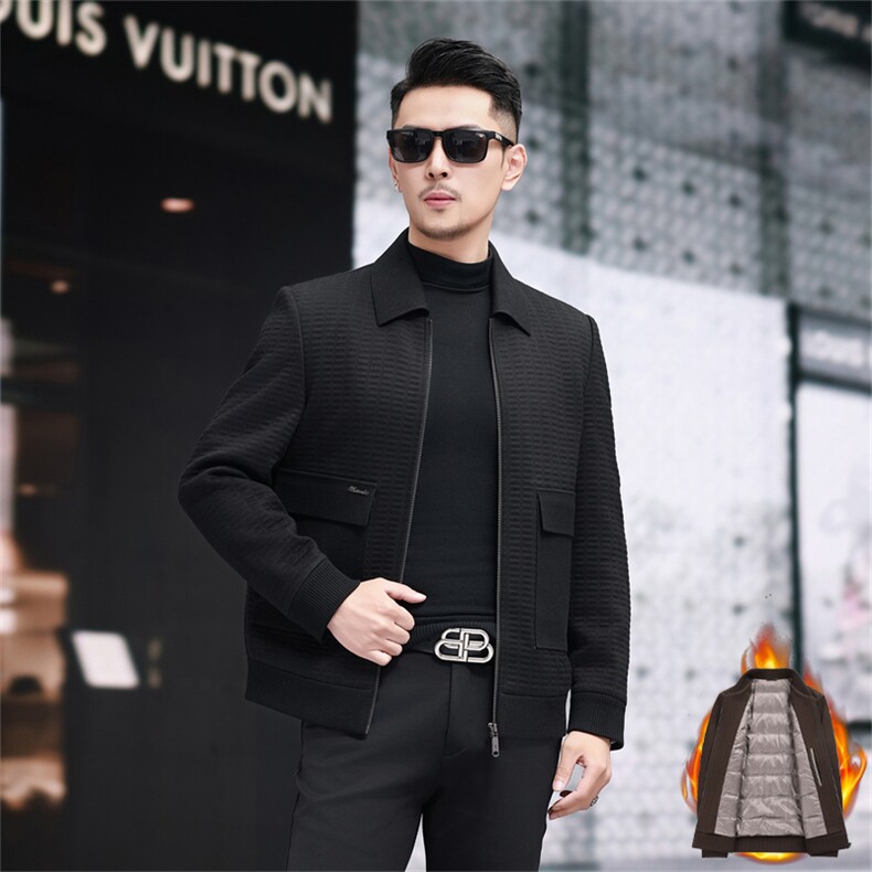 新标90绒羽绒内胆针织衫羽绒服外套男中老年时尚羽绒服夹克外套,男装夹克,钱塘723