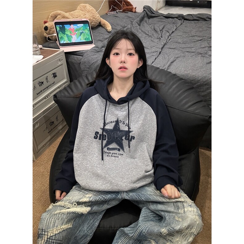 2024秋冬新款潮小清新连帽插肩袖卫衣外套男女可穿A04-P45,男装卫衣,电商C310