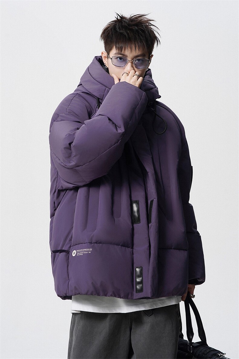 高街潮牌加厚羽绒服男女2025冬季连帽面包服宽松白鸭绒保暖外套男,男装羽绒服,电商A234