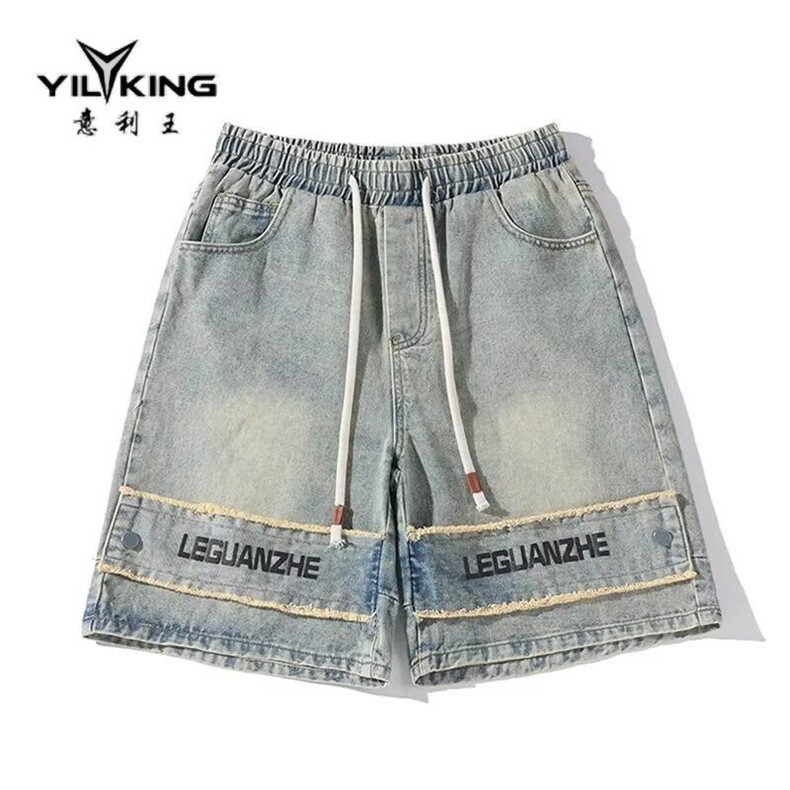 美式复古vintage牛仔短裤男款夏感裤子高街vibe五分裤KK163-P40,男装牛仔裤,星座911-3