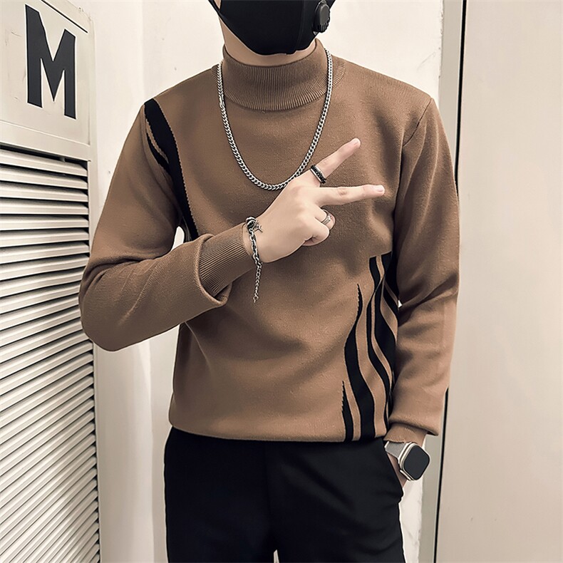 社会小伙痞帅修身男拼色套头毛衣社会小伙店主风301C-M38P78控108,男装针织衫/毛衣,星座301C（原B323）