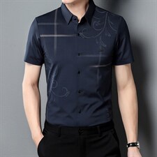 夏季新款2022中年男士短袖衬衫休闲免烫爸爸装衬衣上衣，男装衬衫，电商B212（原钱塘6029）