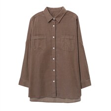 长期大货现货，女子2021新款灯芯绒细条衬衫女，女装衬衫，涵誉