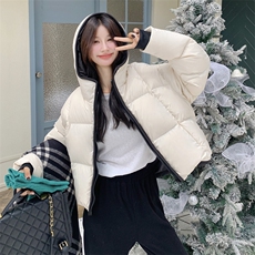 短款连帽加厚保暖面包服茧形羽绒外套女，女装羽绒服，浙宝189
