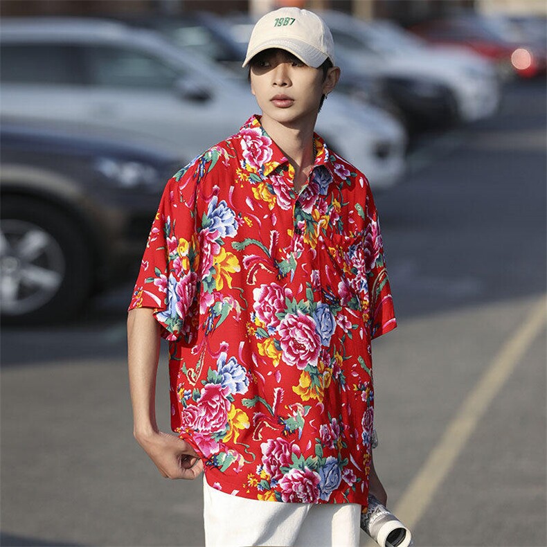 P01中性男女休闲大码花衣服polo衫宽松透气东北大花风团队服,男装Polo衫,星座115A(原星座507）