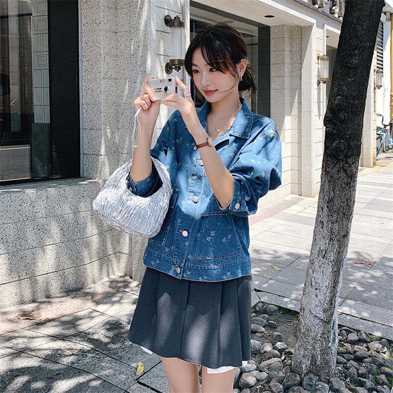 折扣剪标大牌原单提花重工刺绣牛仔外套牛仔蓝2024年秋新款短外套,女装牛仔外套,天使之佳话