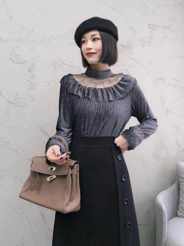 【丝绒拼接打底衣】春季新款，女装，易霏金熙