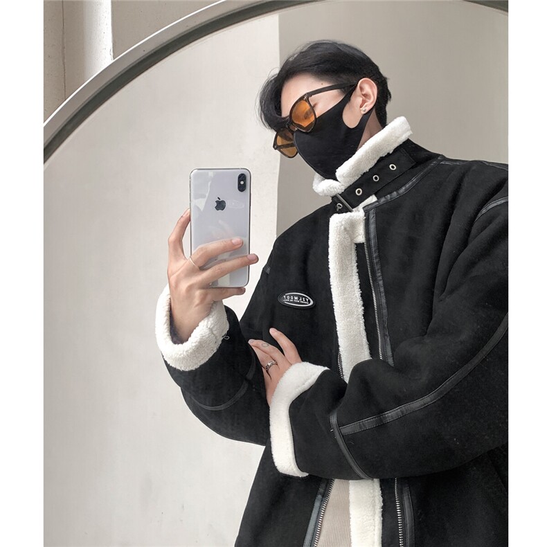 港风麂皮绒皮毛一体羊羔毛棉衣男夹克潮棉衣男YG7538P145控188，男装夹克，星座227-7