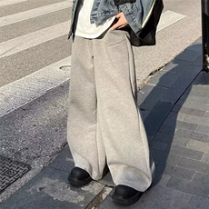 2025新款灰色休闲裤简约直筒卫裤宽松阔腿男裤百搭显瘦长裤子男潮，男装休闲裤，星座506A