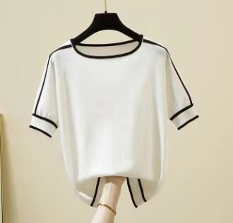 2025年秋季时尚百搭通勤简约休闲短袖，女装T恤，奥千羊绒