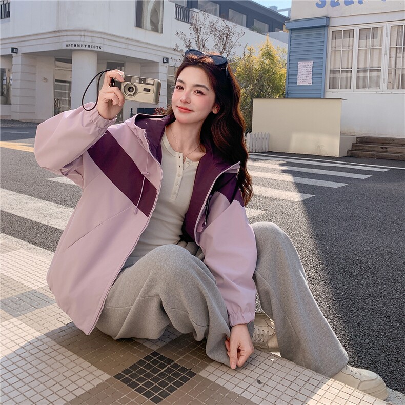 现货！现货！2026春季新款时尚韩系撞色短款外套女,女装短外套,2C306