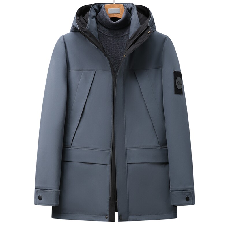 爸爸羽绒服男中老年人中长款男装中年男士连帽冬装QLMF82103-P290，男装羽绒服，电商B212（原钱塘6029）