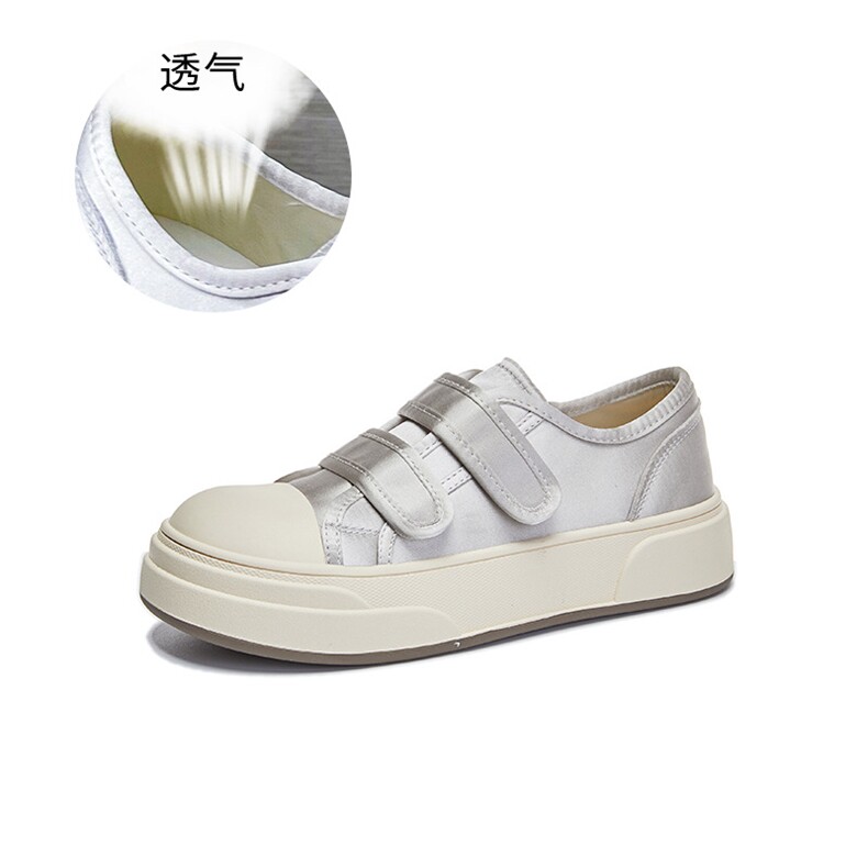 魔术贴小白鞋女2024春季新款厚底简约休闲鞋女圆头单鞋百搭鞋子女,女鞋单鞋,电商A223