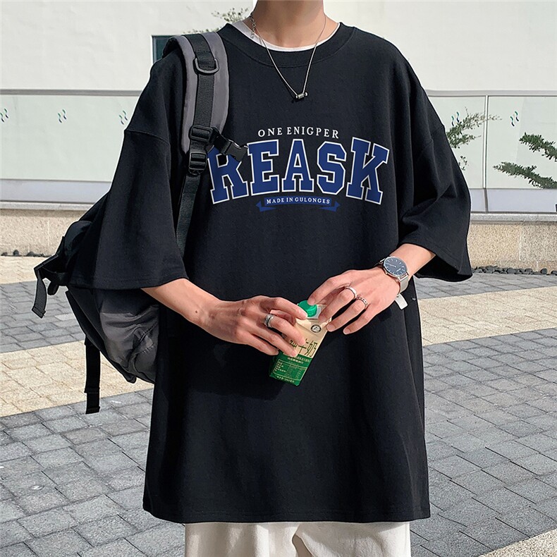港风纯棉夏季休闲宽松新款字母印花短袖T恤女情侣T6023P25控38,男装T恤,电商A268A