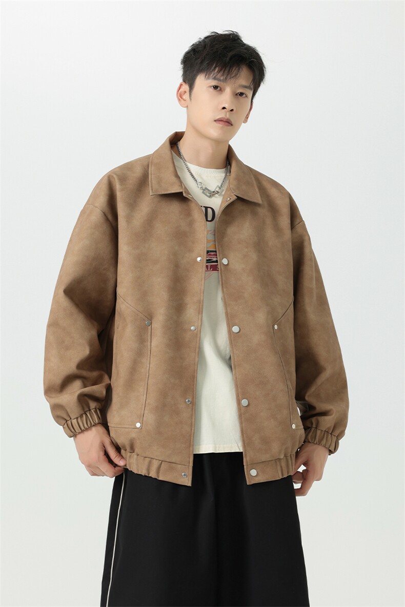 脏脏皮衣外套男装秋季工装夹克潮牌机车服复古PU皮上衣JK8806P70,男装皮衣,星座311B-1