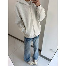 浅蓝色闪电水洗牛仔裤男春夏美式高级感痞帅裤子直筒微喇弯刀裤，男装牛仔裤，星座601-1