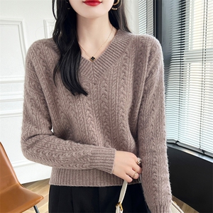 麻花羊毛衫女宽松外穿洋气韩版百搭2024秋季新款针织衫图片