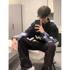 706-1-WY8800-P75现货男士美式休闲长袖卫衣情侣假两件polo外套，女装短外套，星座706-1