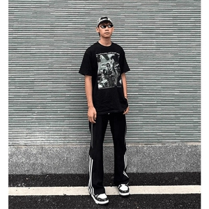 聚酯纤维 YK86031-P35 美式复古三条杠休闲卫裤子图片